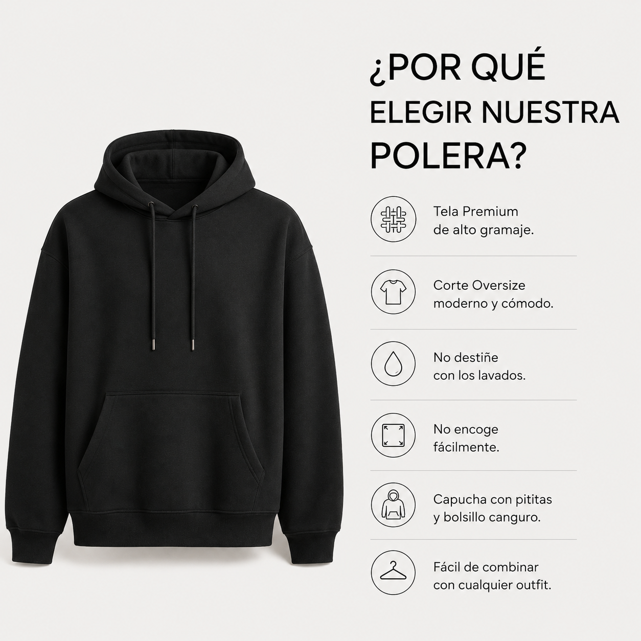 POLERA HOODIE OVERSIZE PREMIUM