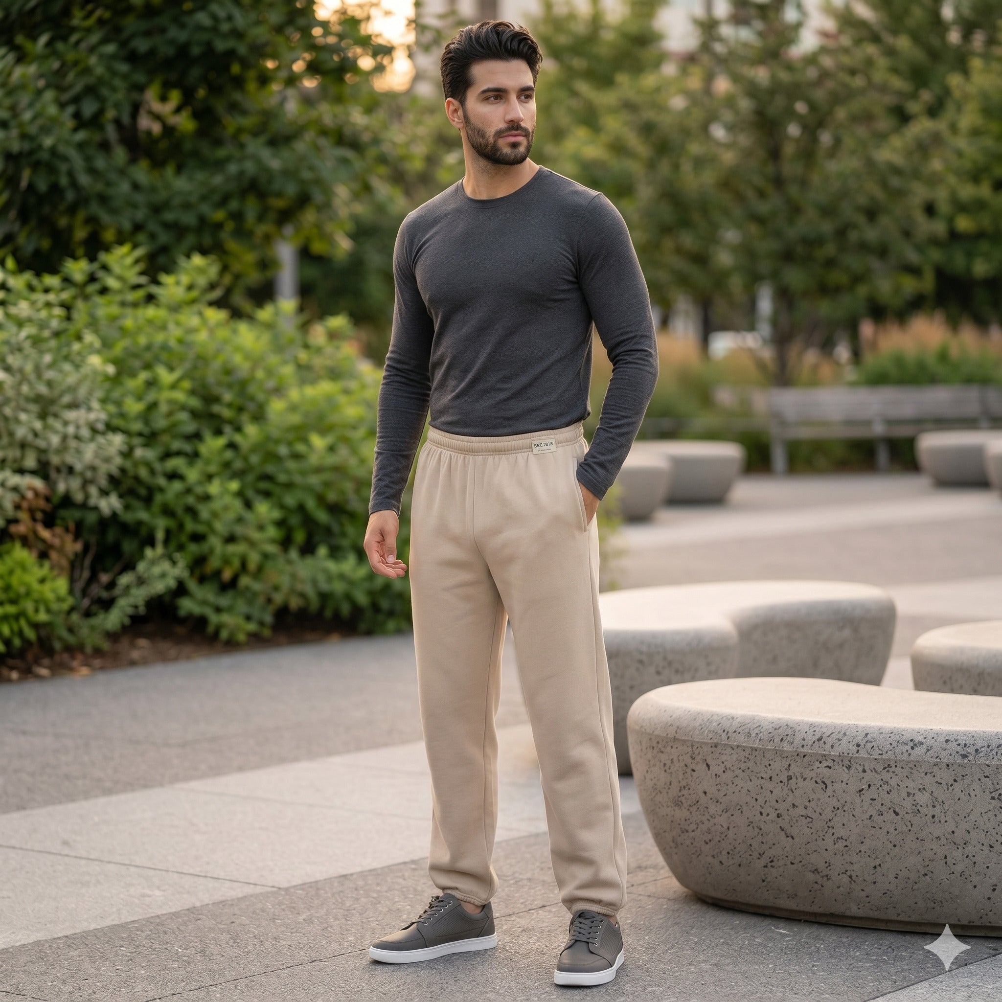 Pantalón de buzo beige urbano hombre - Lima